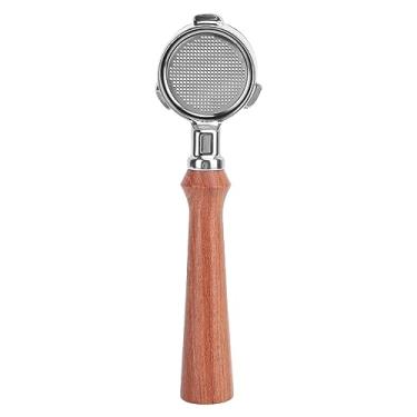 Imagem de Generic Portafilter Sem Fundo de 3 Orelhas, Alça de Madeira Sem Fundo para café (F Jacorandá)