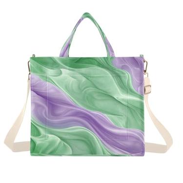 Imagem de Burbuja Sacola feminina roxa verde sedosa, bolsa tiracolo de veludo cotelê, bolsa transversal para compras, trabalho, viagem, P, B415, Medium