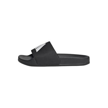 Imagem de adidas Sandália infantil unissex Adilette Shower Logo K Slide, Preto/branco/preto, 12 Little Kid