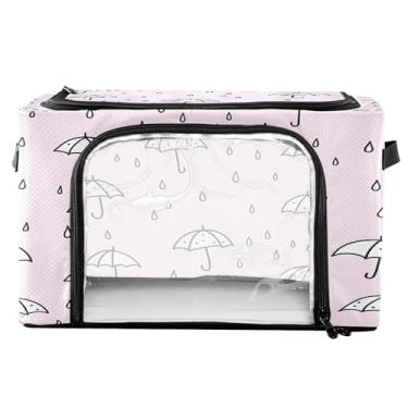 Imagem de xigua Bonitos guarda-chuvas caixas de armazenamento de roupas com moldura de metal em forma de fixação, 2 formas de abertura, caixa organizadora de roupas dobrável com janela transparente e alças para