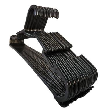 Imagem de Kit 50 Cabide Adulto Preto Organizador Antideslizante 50 Un