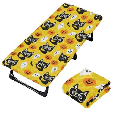 Imagem de Burbuja Lençol de berço de abóboras de Halloween para crianças, lençol de cochilo acolchoado portátil com faixa elástica para meninas e meninos, lavável na máquina, 63,5 x 127 cm
