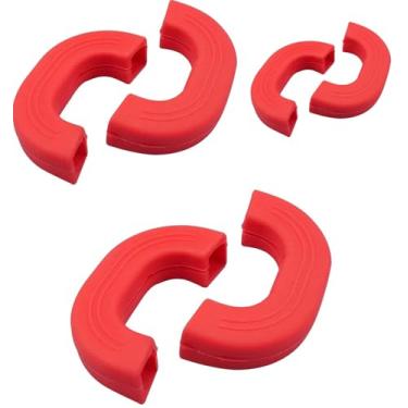 Imagem de 3 pares de alças de silicone, 3 tamanhos diferentes de suporte de alça de assistência, suportes de alça de panela de silicone, protetor térmico de alça de panela, para ajudar Na cozinha, (Vermelho)