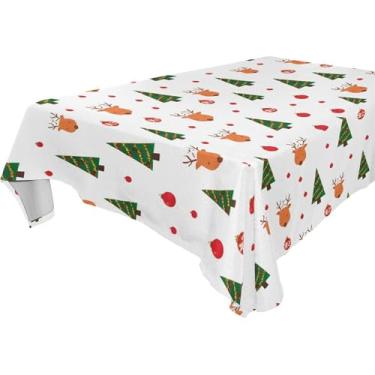 Imagem de Burbuja Toalha de mesa de cervo de árvore de inverno, toalha de mesa retangular, anti-rugas, grossa para decoração de jantar, cozinha, festa, 152 x 304 cm