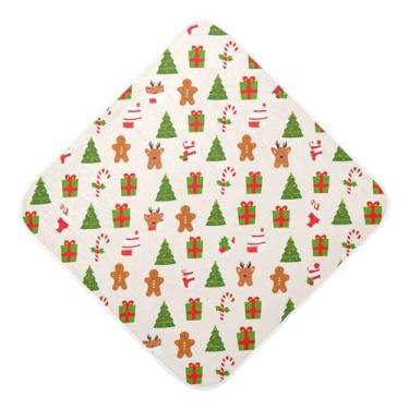 Imagem de Burbuja Toalha de banho de árvore de Natal para bebês - Toalha com capuz de musselina macia e absorvente para recém-nascidos, 76 x 76 cm