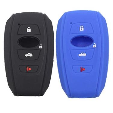 Imagem de Btopars 2 peças de silicone 4 botões Smart Key Fob capa protetora de pele sem chave compatível com Subaru BRZ Forester Impreza Legacy Outback STI WRX Crosstrek AscentBtopars si20blackblue