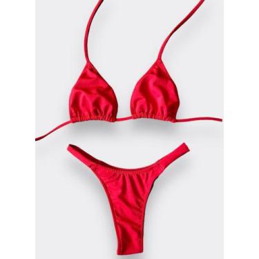 Imagem de Biquini Cortininha V MANIA Asa Delta Varias Cores Liso, Vermelho, P