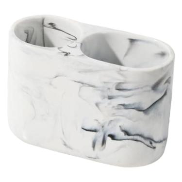 Imagem de Generic Porta-pasta de dentes, porta-pincéis de maquiagem, 2 compartimentos, acessórios de banheiro para organização e armazenamento de escova de dentes, Branco