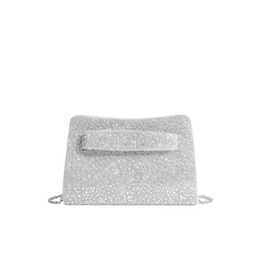 Imagem de Floerns Bolsa clutch feminina brilhante para noite de casamento, coquetel, strass, festa, Prata, one_size