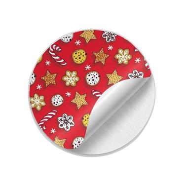 Imagem de Adesivos Natalinos Autocolantes Redondos 25 Unidades Biscoitos e Cana-de-Açúcar - Tamanho 50x50cm