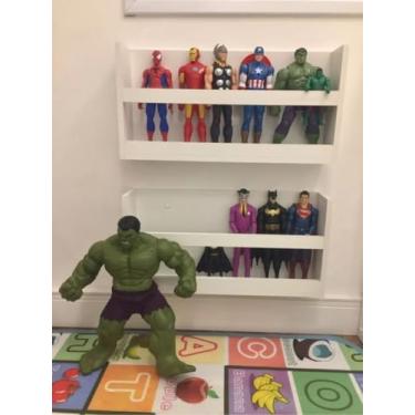 Imagem de Prateleira Montessoriana em MDF Branco para Heróis, Bonecas e Pelúcias, 60x30x12cm, Montagem na Parede, Pré-montado, Estilo Moderno