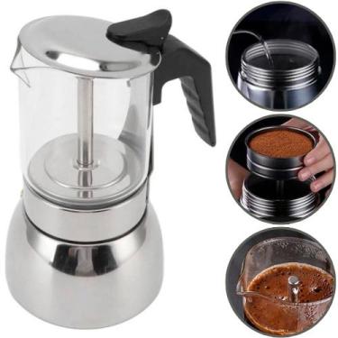 Imagem de Cafeteira Moka Expresso Italiana Mimo Style Inox e Vidro 6 Cafés 300ml
