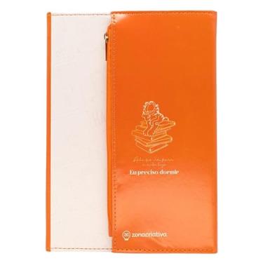 Imagem de Zonacriativa - Caderno com Estojo Garfield 96 folhas | Tecido sintético, estojo na capa com zíper e espaço para canetas | Ideal para estudos e viagens
