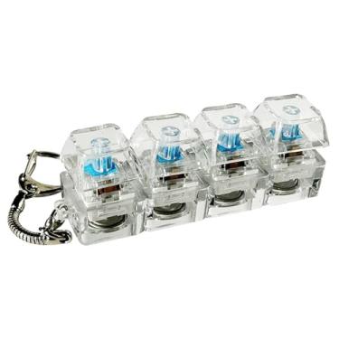 Imagem de YIJU Mini teclado chaveiro brinquedo de dedo que clica, teclado cubo para passar o tempo, botão antiestresse multifuncional, brinquedo de clique para os, Transparente