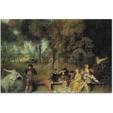 Imagem de Antoine Watteau Arte Pintura Quebra-cabeças 1000 Peças Jogo Adulto Quebra-cabeça Presentes Natureza Puzzles Pintura Animal, 75 x 40 centímetros
