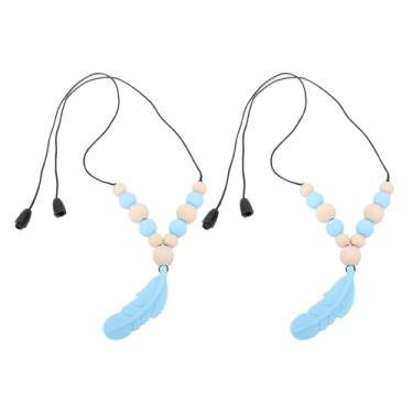 Imagem de Dioche Conjunto de Colar de Mastigação Sensorial, Colares de Mastigação de Silicone Macio para Crianças, Colar de Com Pingente para Autismo, TDAH, Alívio de Ansiedade, Pacote (Azul)