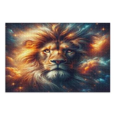 Imagem de Quebra-cabeças Lion in Space Black 1000 peças para adultos, quebra-cabeças difíceis para adultos, jogo Uzzle