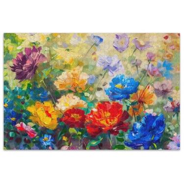 Imagem de Quebra-cabeça de flores coloridas com pintura a óleo, 1000 peças, presentes para adultos, jogo de elefante branco, natureza, quebra-cabeça, arte, brinquedo, pintura