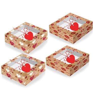 Imagem de 12 caixas de presente de Dia dos Namorados, Dia dos Namorados, presente de festa de amor, caixa de papel transparente, caixa de papel de coração para presente de dia dos namorados com janela para