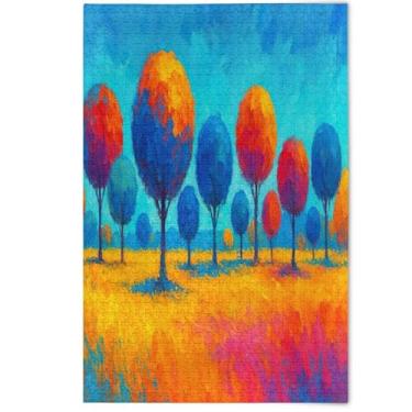 Imagem de Adults Jigsaw Puzzle 1000 Pieces Artwork Animal Print Colorful Trees Blue Orange Prime Family Puzzles Friends Family Game Gifts, 1000 Pieces, 29.5" x 19.7"
