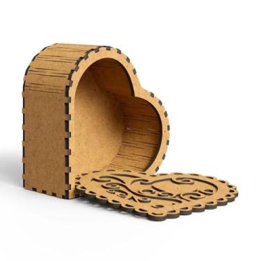 Imagem de Kit Caixa coração MDF para bombom, presente, porta joia, caixa de embalagem (5)