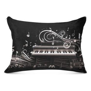 Imagem de Aesthetic Cartoon Piano Preto Zíper Fronha Poliéster Padrão Queen King Size Fronha Linda Fronha de Cama Tamanho King, 50,8 cm x 101,6 cm