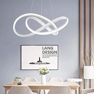 Imagem de RAUGAJ Lustres, luzes de teto de LED de luz, design moderno para pendurar no teto metálico altura ajustável teto de vida/branco/50 cm