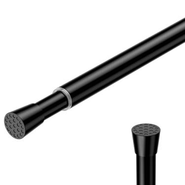 Imagem de HAOYUNTE Varão de cortina de tensão de 49,5 a 68 cm, varões pequenos curtos ajustáveis extensíveis com mola para janelas, persianas de armário, quarto, cozinha, banheiro, porta, sem perfuração, preto