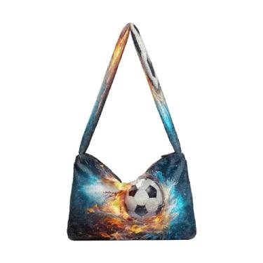 Imagem de GAIGEO Green Plants Bolsas de ombro femininas, bolsas médias para mulheres, bolsas de outono, Salpicos de água sobre uma bola de futebol, One Size