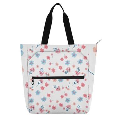 Imagem de GAIGEO Bolsa feminina Blossoms White Work Bag Canvas College School Tote Bolsas de presente para professores para amantes de livros