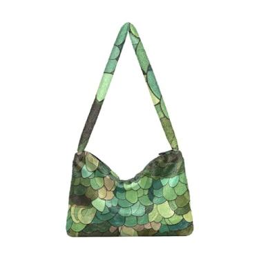 Imagem de Bolsa de ombro feminina com textura de pele de cobra marrom branca, bolsa feminina de pelúcia, bolsas de outono, Textura de pele de cobra com tela, One Size