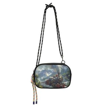 Imagem de TSENQUE Bolsas transversais pequena bolsa feminina bolsa para celular com alça todos os dias trem de montanha paisagem sobre ombro bolsas de viagem