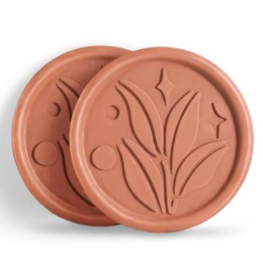 Imagem de Disco de terracota de açúcar mascavo e amaciante (conjunto de 2) – Design de folha reutilizável, mantém açúcar, biscoitos e assados macios, seguros para alimentos e ajuda de armazenamento multiuso