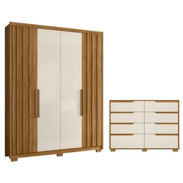 Imagem de Guarda Roupa Solteiro Califórnia E Cômoda Georgia Freijó Off White - Moval