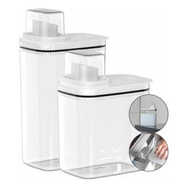 Imagem de 2 Organizador Dispenser 2,3lt e 1,5lt Amaciante Cor Branco - Ou