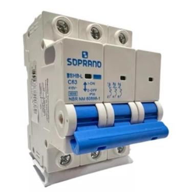 Imagem de Disjuntor din 35mm trifásico 3p tripolar 63a shb3 l soprano