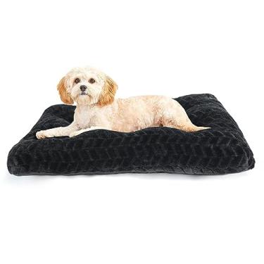 Imagem de Cama preta para cães pequena lavável 61 cm, macia e fofa, com almofada antiderrapante para dormir, até 11 kg, filhote de cachorro ou gato, 61 x 45 cm