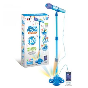 Imagem de Generic Brinquedo de Microfone Musical Infantil Com Efeito de Luz, Músicas Mutáveis ​​e Design de Suporte para Educação Infantil, Grande Apelo para Crianças, Rosa/azul 28,7-44,5 pol., Adequado para