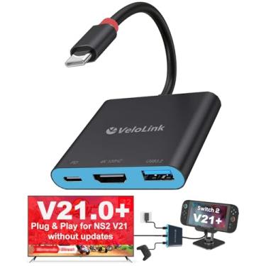 Imagem de Velolink Switch 2 Dock para Nintendo Switch 2 Plug & Play para o mais recente V21, Switch 2, base portátil com HDMI 2.1/PD/USB A 3.2, compatível com Nintendo Switch 2/Rog Ally/Steam Deck/Laptop