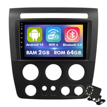 Imagem de Tela sensível ao toque IPS de 9 polegadas Android 14 estéreo para carro Hummer H3 2005-2010 com CarPlay sem fio e Android Auto 2 + rádio de carro de 64 GB, compatível com WiFi 6, Bluetooth, 5.4