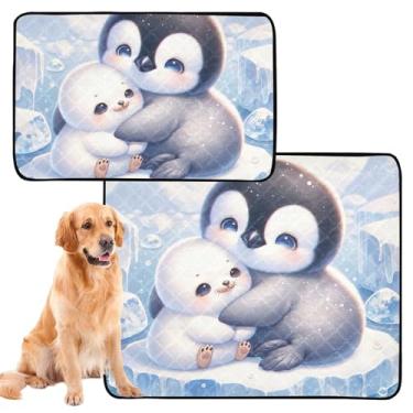 Imagem de TSENQUE Tapetes laváveis para cães de estimação, pinguim, foca fofa, reutilizável, para gatos, tapete impermeável para cães, absorventes fofos, almofadas de penico, pequeno x pacote com 3