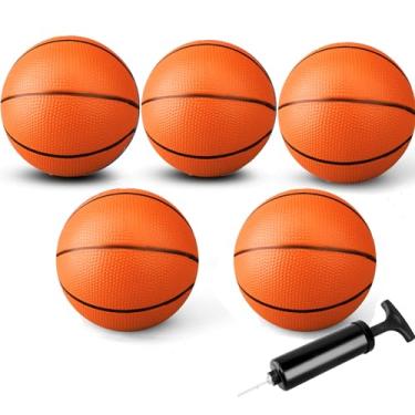 Imagem de Mini basquete de 17,8 cm para ambientes internos sobre a porta, basquete pequeno de borracha macia de 18 cm para crianças, quintal, praia, ao ar livre, bolas de sinuca de PVC, jogo esportivo para