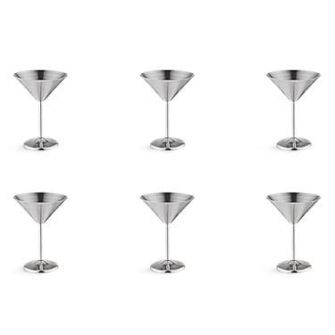 Imagem de Baglaum de coquetel de aço inoxidável 6X Martini de vinho de alta base de vinho inquebrável barra de metal taça de champanhe prata