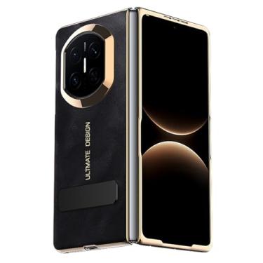 Imagem de FWYANZH Capa para Huawei Mate X7, capa de couro retrô galvanizada, suporte ajustável, suporte embutido, protetor de tela antiqueda, preto, Mate X7