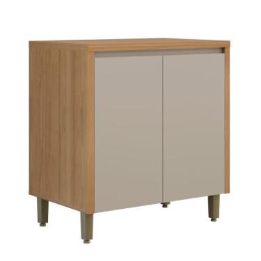 Imagem de Balcão Sem Tampo Allure Linea Brasil 80cm 100 MDF, Jequitiba/Gris Fosc