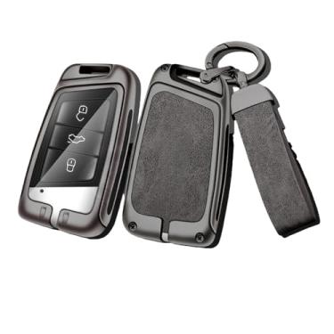 Imagem de Liga de zinco caso chave do carro capa compatível com skoda superb 2 3 titular escudo proteção chaveiro keyless conjunto acessórios interiores automóveis(Grey Chain)