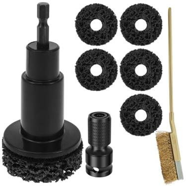 Imagem de LYIYEYAN Kit de recapeamento do cubo da roda, pino de roda e limpador de cubo inclui 5 pastilhas, escova de arame, adaptador de chaves de impacto de 1/5.1 cm, kit de limpeza de cubo de freio para