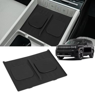 Imagem de Tapete carregador sem fio compatível com Hyundai Santa Fe 2024 2025, console central, antiderrapante, protetor de silicone, carregador de telefone, acessórios internos para Santa Fé 2024 2025