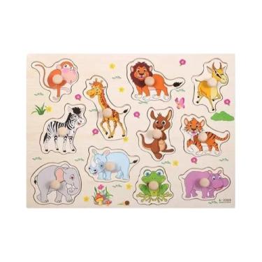 Imagem de Quebra-Cabeça De Madeira Montessori Para Crianças, Animais E Tráfego, 