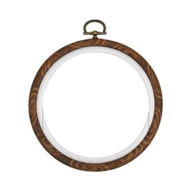 Imagem de Aro Decorativo Para Bordado Em Ponto Cruz Imitando Madeira Redondo Ova